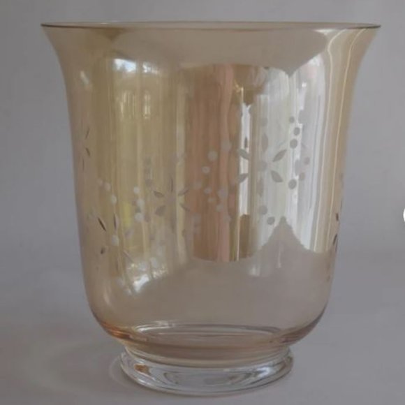 Very Large Glass Vintage PARTYLITE Golden Lustre Hurricane Candle Holder - Picture 3 of 6
